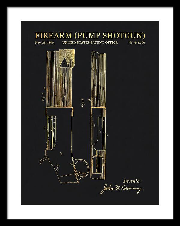 Firearm Pump Shotgun Gold Patent Us441390