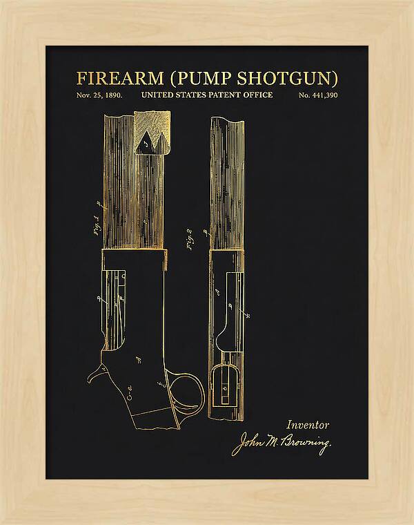 Firearm Pump Shotgun Gold Patent Us441390