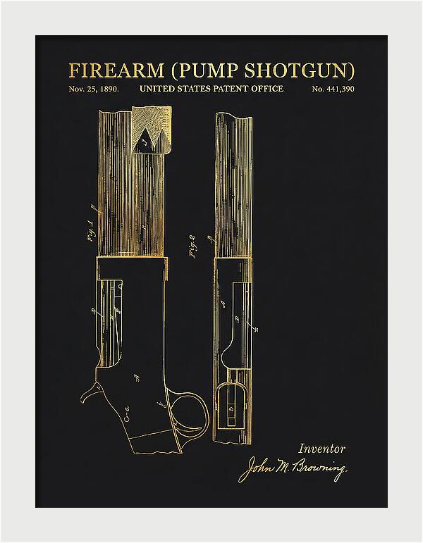 Firearm Pump Shotgun Gold Patent Us441390