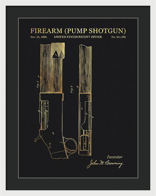 Firearm Pump Shotgun Gold Patent Us441390