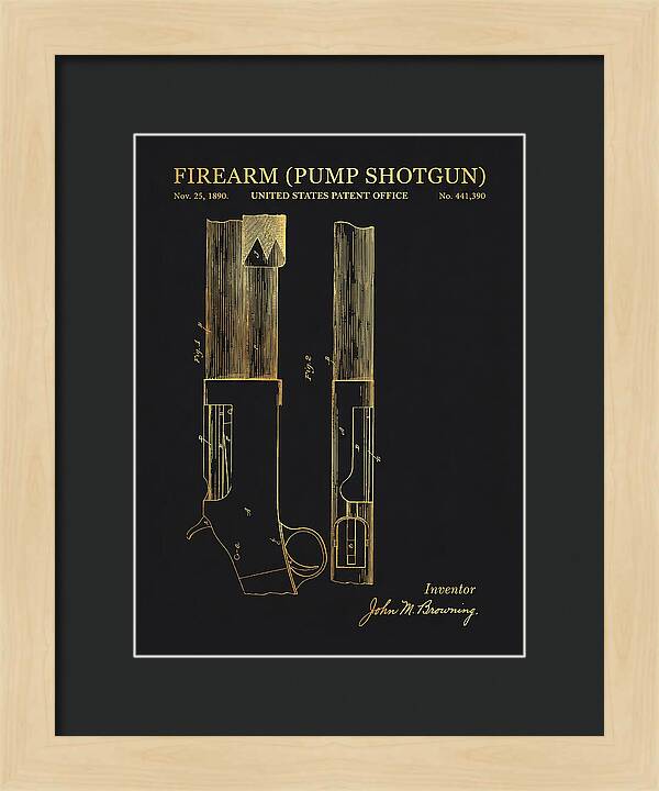 Firearm Pump Shotgun Gold Patent Us441390