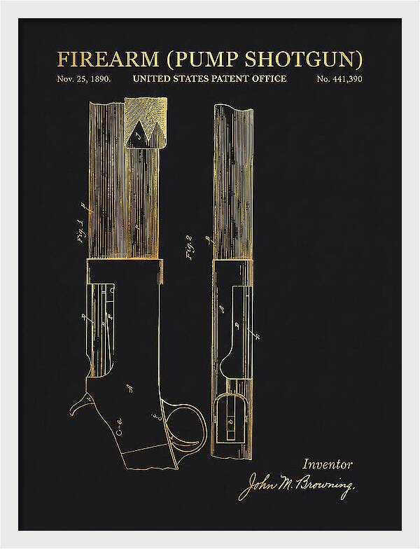 Firearm Pump Shotgun Gold Patent Us441390