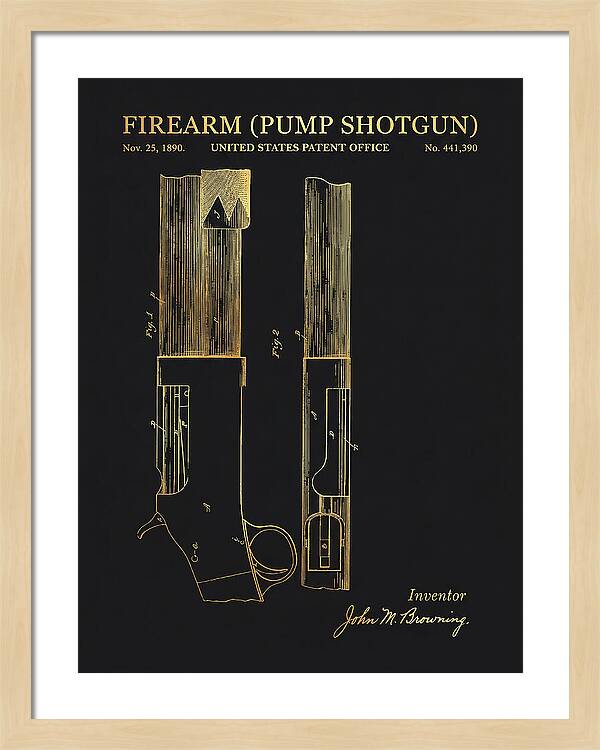 Firearm Pump Shotgun Gold Patent Us441390
