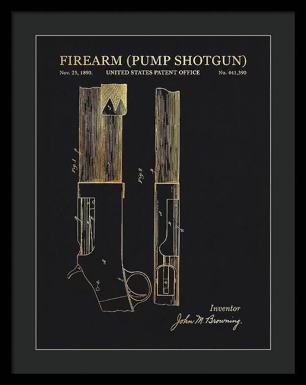 Firearm Pump Shotgun Gold Patent Us441390
