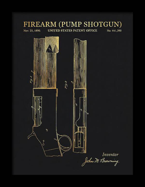 Firearm Pump Shotgun Gold Patent Us441390
