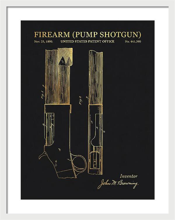 Firearm Pump Shotgun Gold Patent Us441390