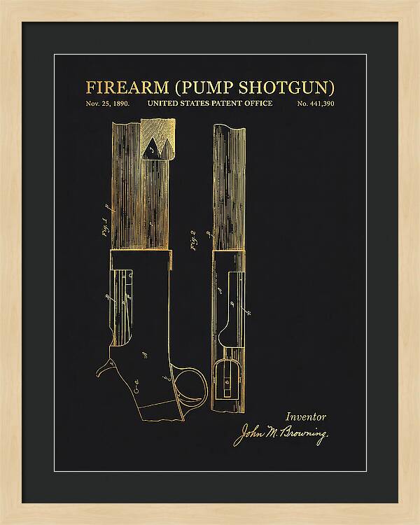 Firearm Pump Shotgun Gold Patent Us441390