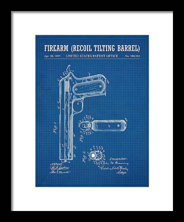 Firearm Recoil Tilting Barrel Blueprint Patent Us580924