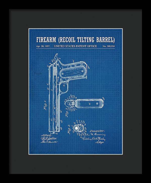 Firearm Recoil Tilting Barrel Blueprint Patent Us580924