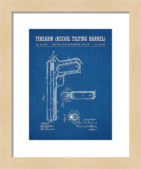 Firearm Recoil Tilting Barrel Blueprint Patent Us580924