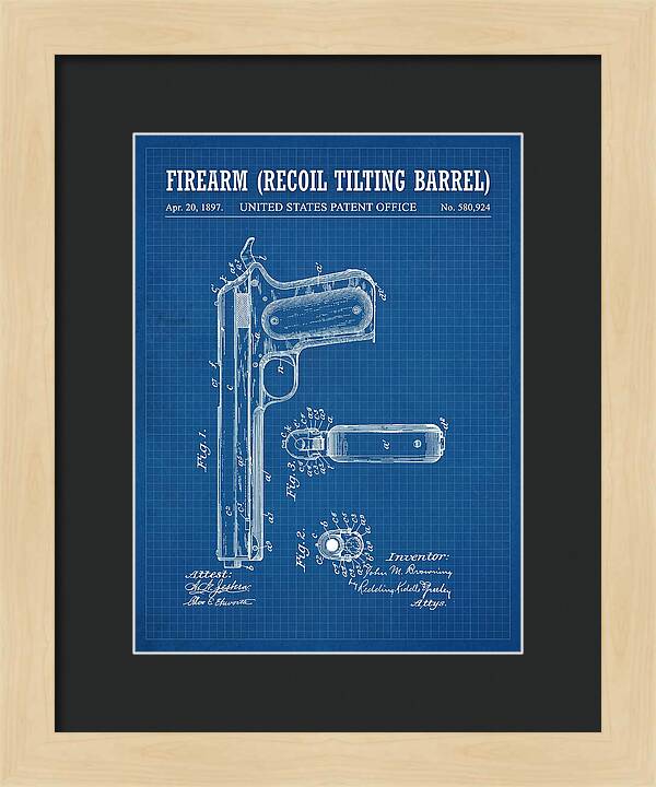 Firearm Recoil Tilting Barrel Blueprint Patent Us580924