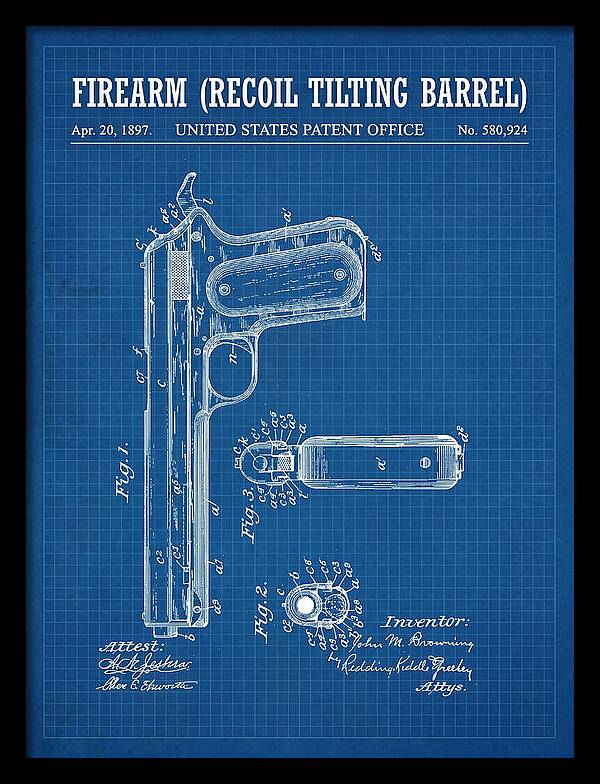 Firearm Recoil Tilting Barrel Blueprint Patent Us580924