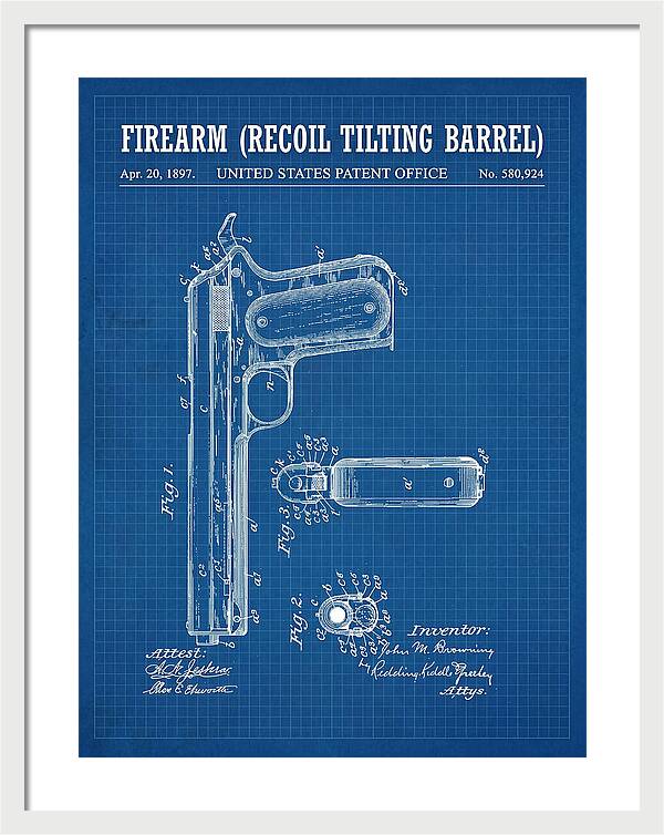 Firearm Recoil Tilting Barrel Blueprint Patent Us580924