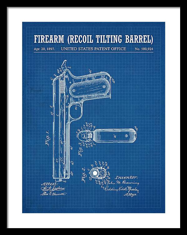 Firearm Recoil Tilting Barrel Blueprint Patent Us580924