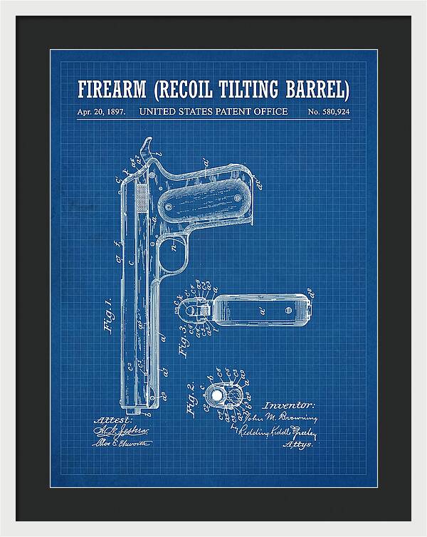 Firearm Recoil Tilting Barrel Blueprint Patent Us580924