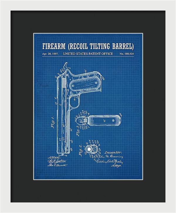 Firearm Recoil Tilting Barrel Blueprint Patent Us580924