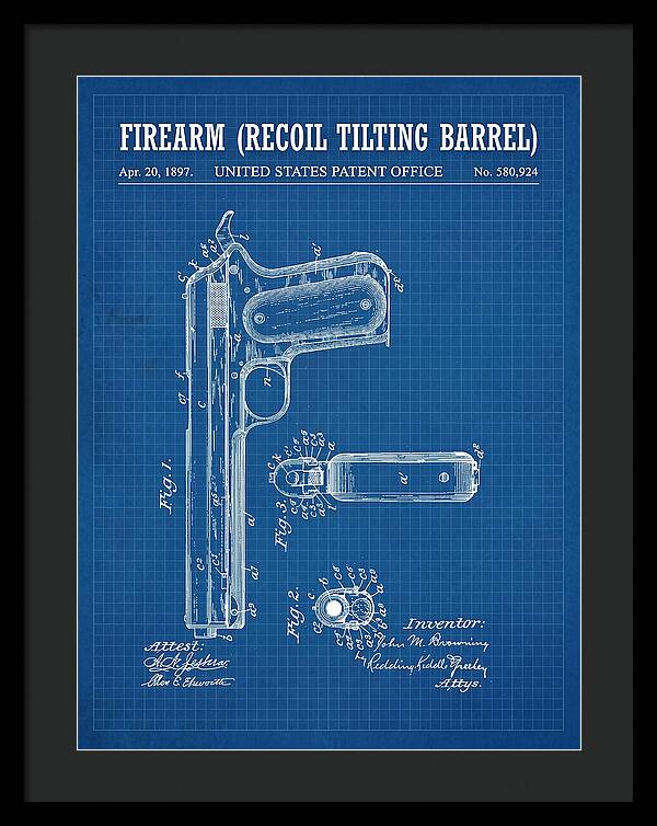 Firearm Recoil Tilting Barrel Blueprint Patent Us580924