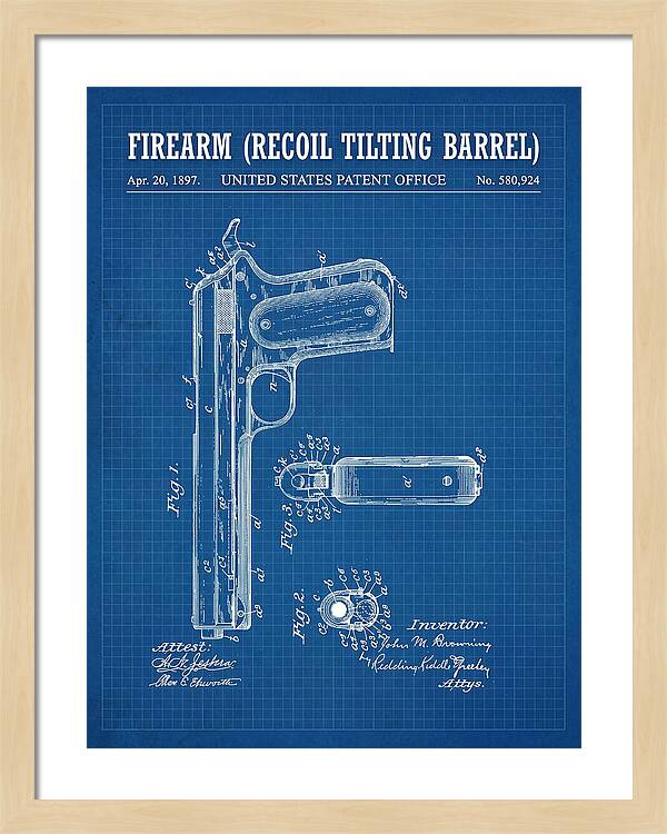 Firearm Recoil Tilting Barrel Blueprint Patent Us580924