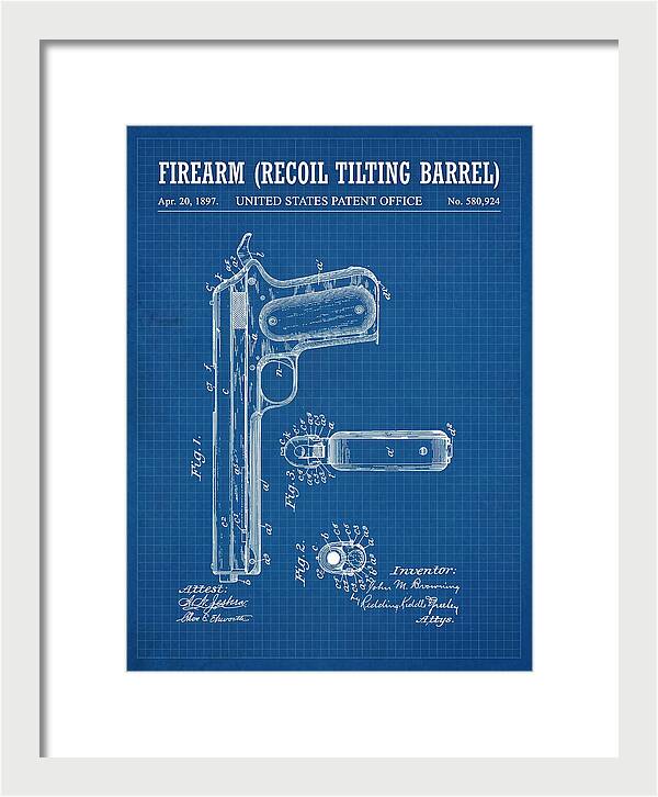 Firearm Recoil Tilting Barrel Blueprint Patent Us580924