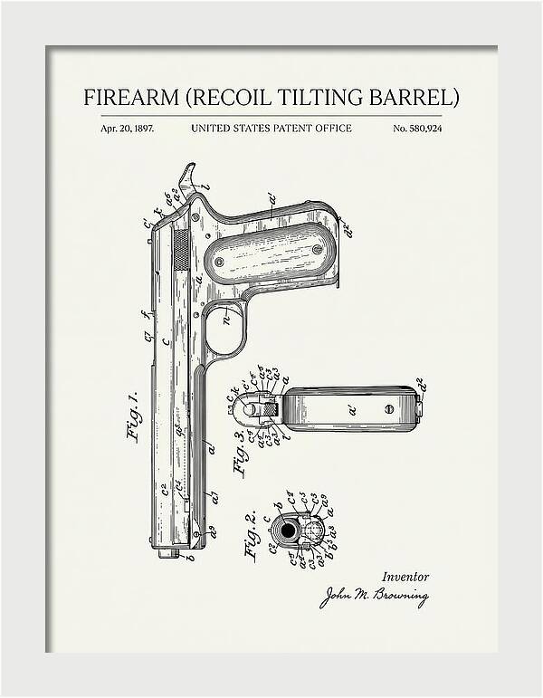 Firearm Recoil Tilting Barrel Minimalist Patent Us580924
