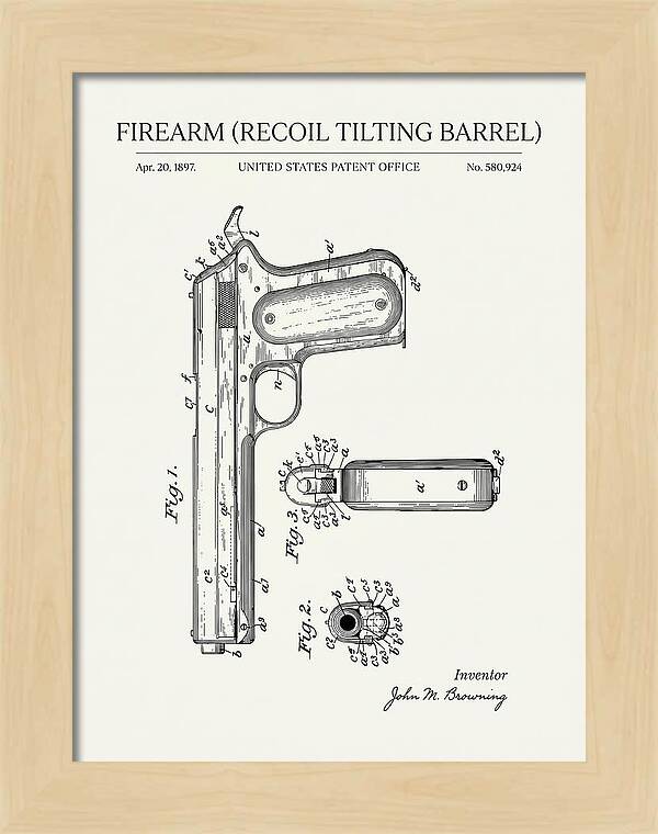 Firearm Recoil Tilting Barrel Minimalist Patent Us580924