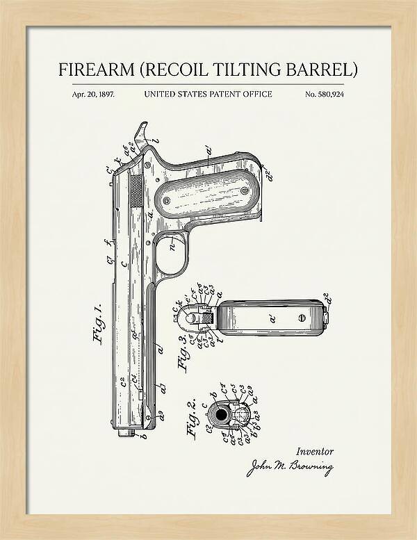 Firearm Recoil Tilting Barrel Minimalist Patent Us580924