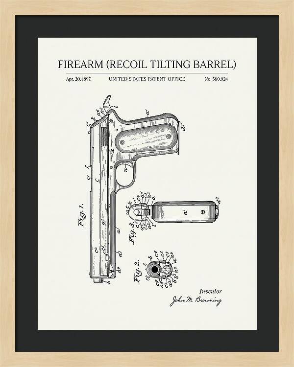 Firearm Recoil Tilting Barrel Minimalist Patent Us580924