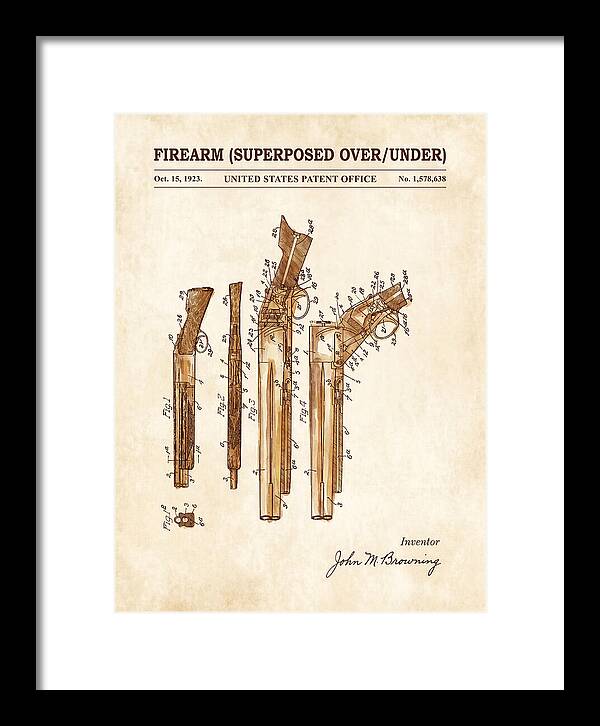 Firearm Superposed Over/under Watercolor Patent Us1578638