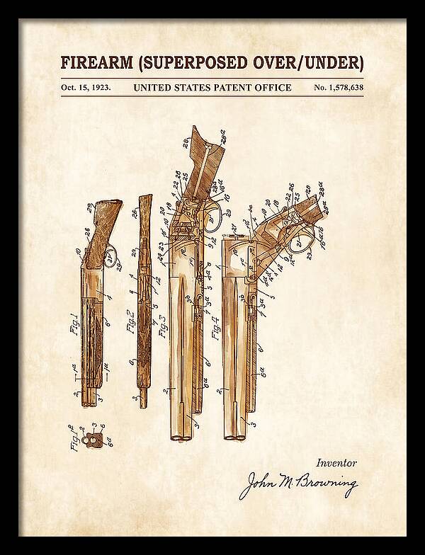Firearm Superposed Over/under Watercolor Patent Us1578638