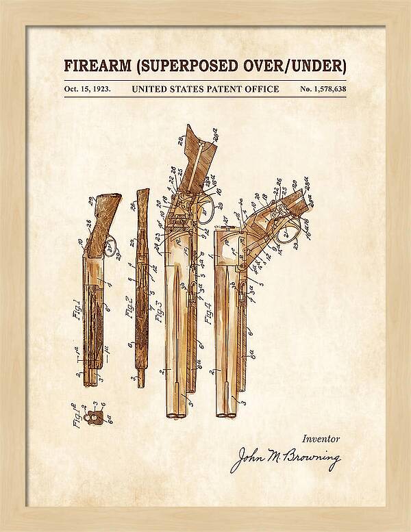 Firearm Superposed Over/under Watercolor Patent Us1578638