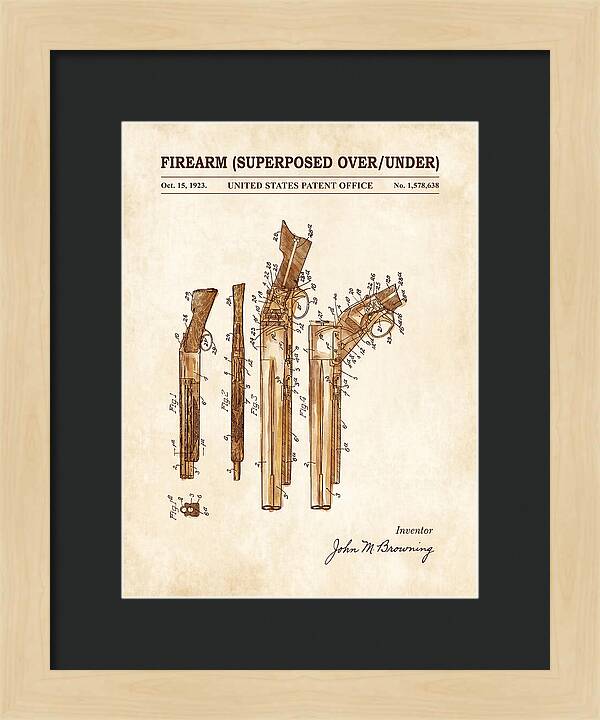 Firearm Superposed Over/under Watercolor Patent Us1578638