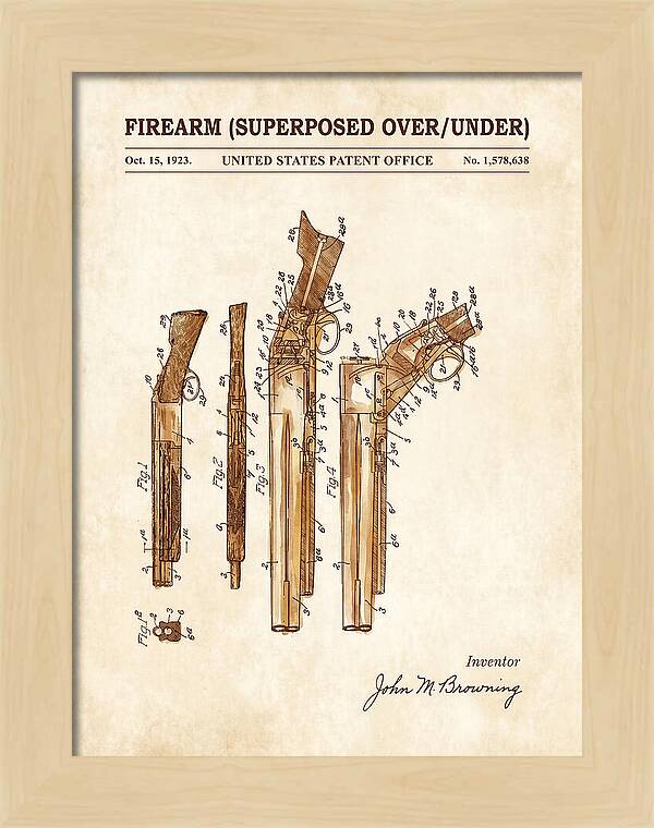 Firearm Superposed Over/under Watercolor Patent Us1578638