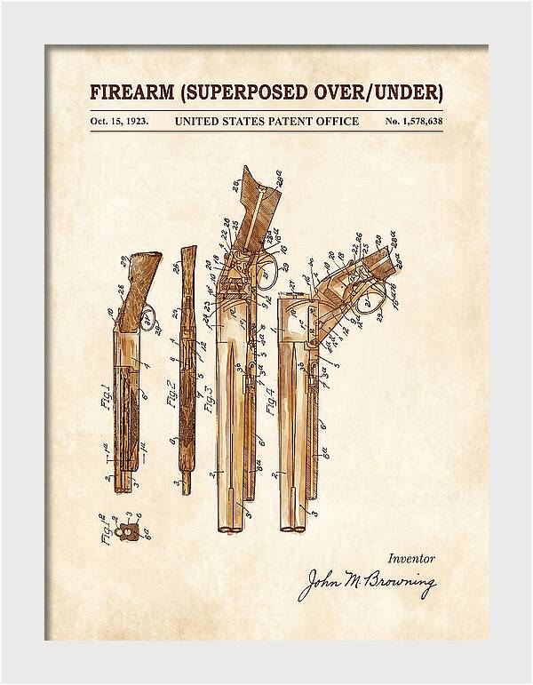 Firearm Superposed Over/under Watercolor Patent Us1578638