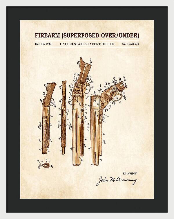 Firearm Superposed Over/under Watercolor Patent Us1578638