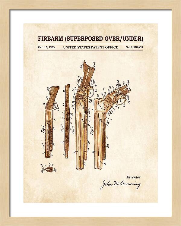 Firearm Superposed Over/under Watercolor Patent Us1578638