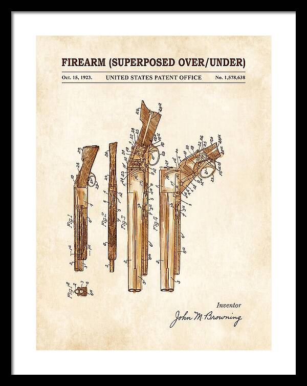 Firearm Superposed Over/under Watercolor Patent Us1578638
