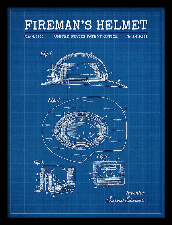 Fireman's Helmet Blueprint Patent Us2619638