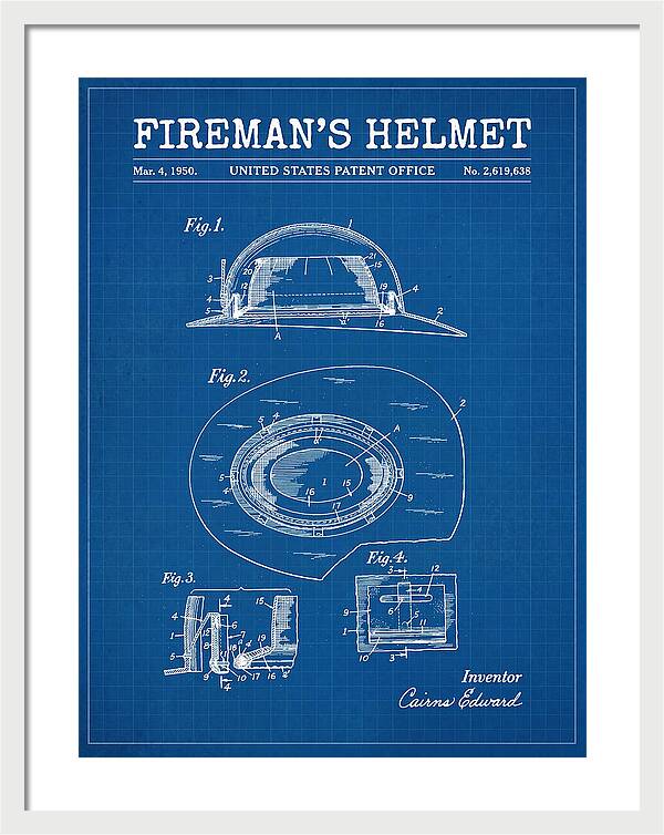 Fireman's Helmet Blueprint Patent Us2619638