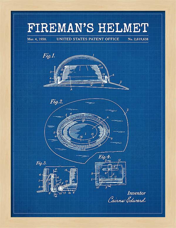 Fireman's Helmet Blueprint Patent Us2619638