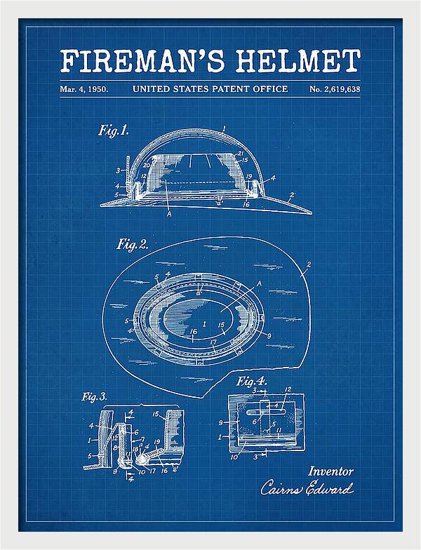 Fireman's Helmet Blueprint Patent Us2619638