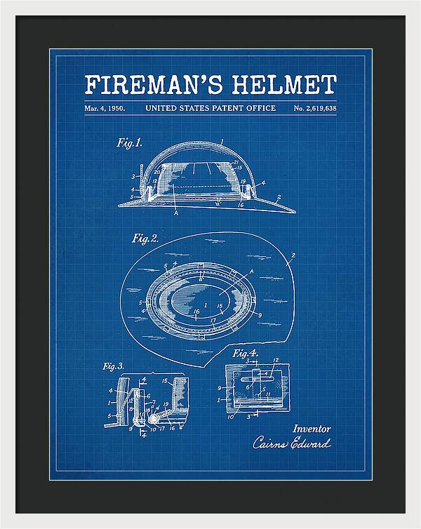 Fireman's Helmet Blueprint Patent Us2619638