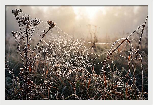 First Frost On Spider Web