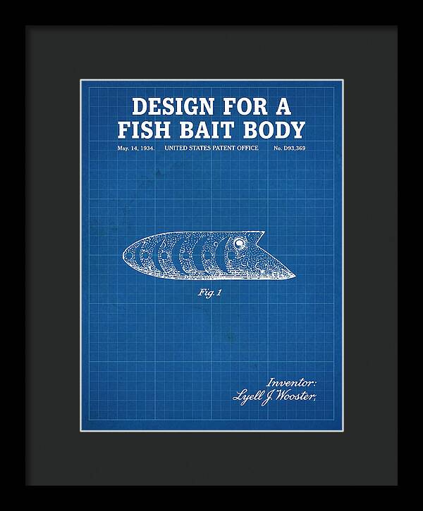 Fish Bait Body Fishing Lure Blueprint Patent Usd93369s
