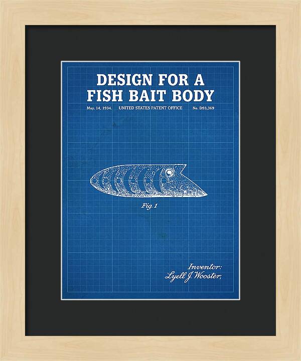 Fish Bait Body Fishing Lure Blueprint Patent Usd93369s