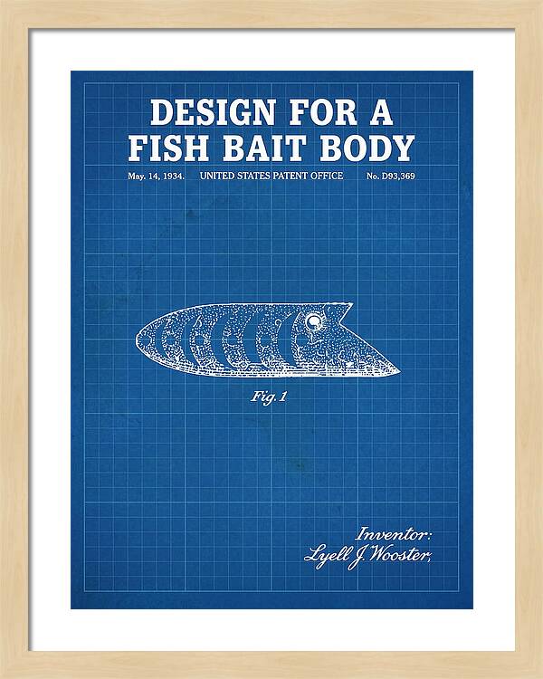 Fish Bait Body Fishing Lure Blueprint Patent Usd93369s