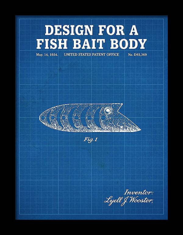 Fish Bait Body Fishing Lure Blueprint Patent Usd93369s