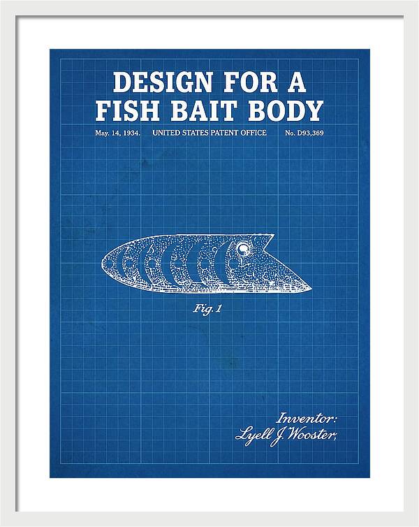 Fish Bait Body Fishing Lure Blueprint Patent Usd93369s