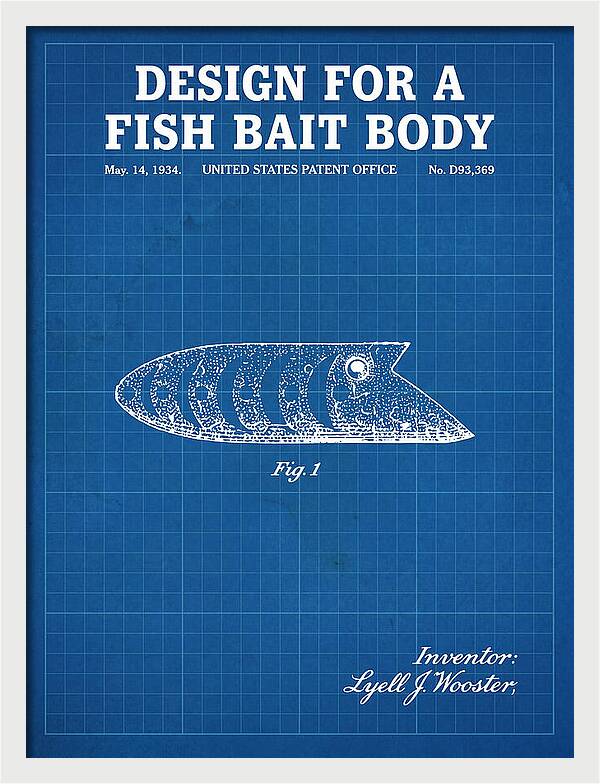 Fish Bait Body Fishing Lure Blueprint Patent Usd93369s