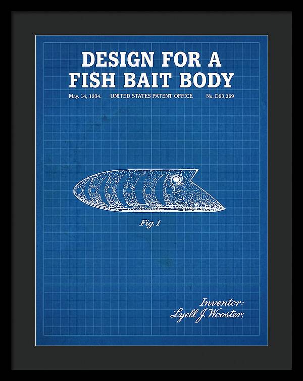 Fish Bait Body Fishing Lure Blueprint Patent Usd93369s