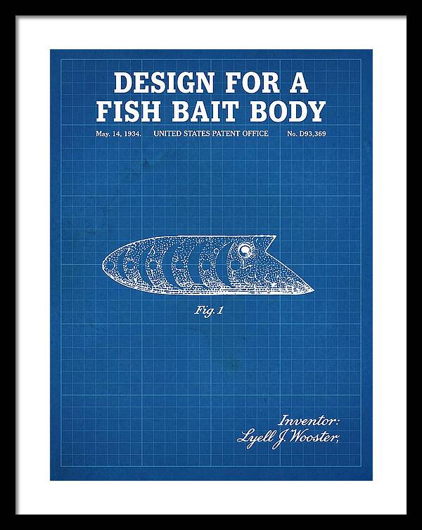 Fish Bait Body Fishing Lure Blueprint Patent Usd93369s